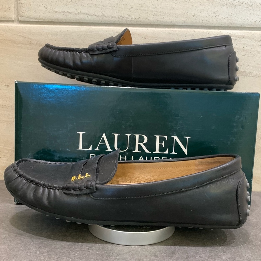 LAUREN by Ralph Lauren Black Leather Loafers Belen